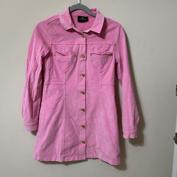 Adorable Lazy Oaf Pink Velvet Dress - Picture 3 of 12